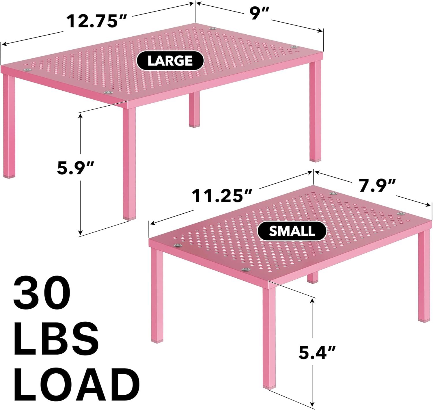 "Stackable cabinet shelves nested in kitchen cupboard"