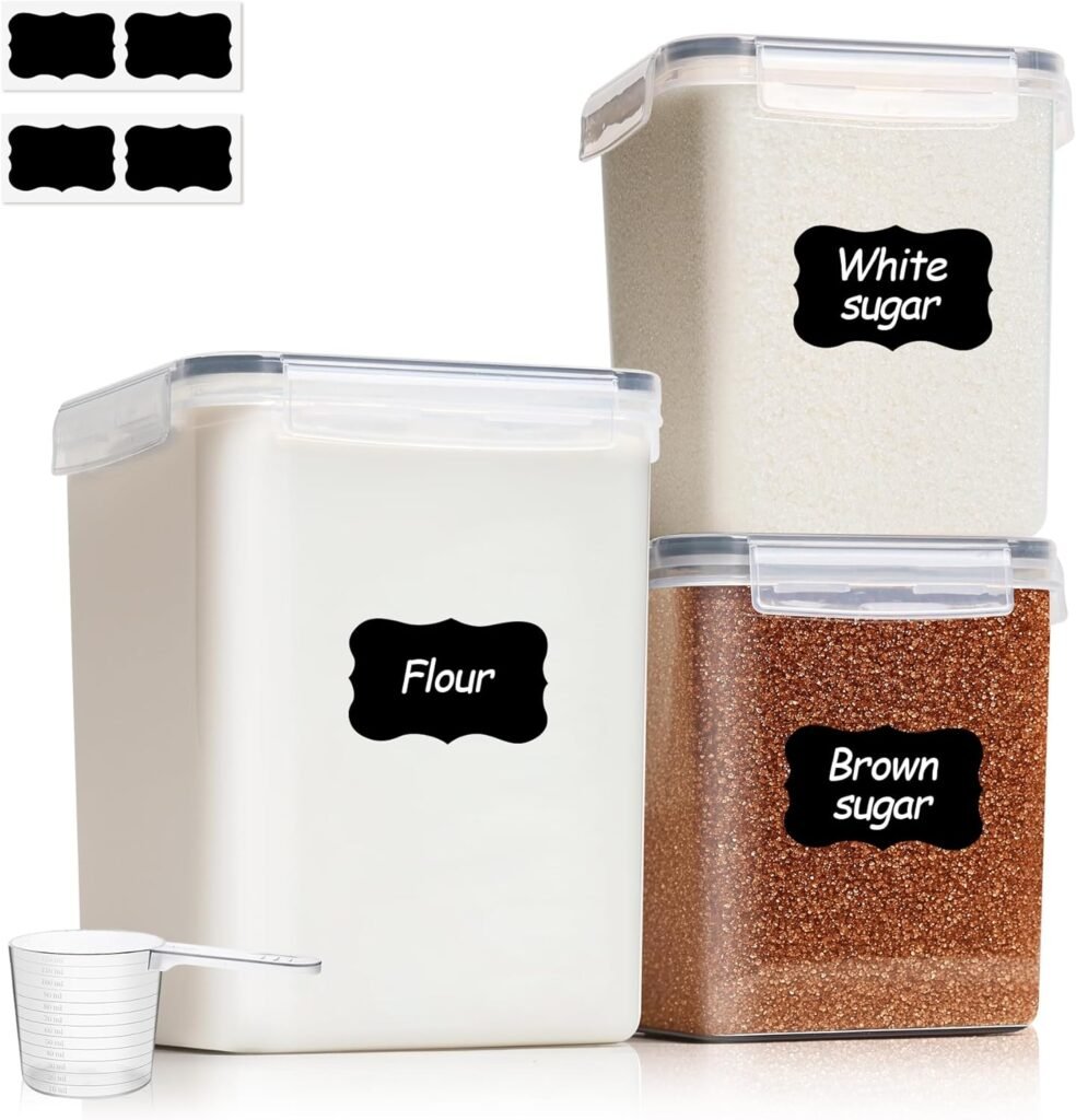 ComSaf airtight flour and sugar container set with labels