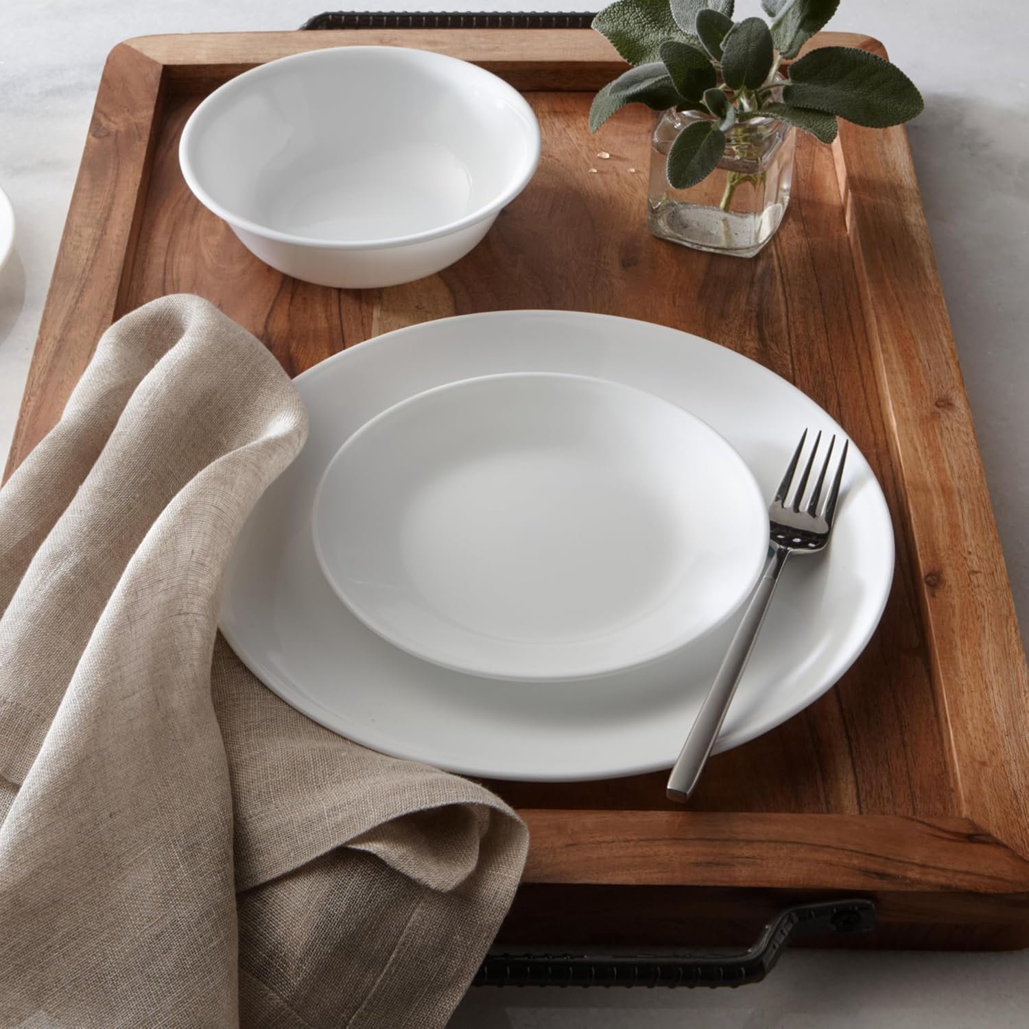 Corelle Winter Frost White lightweight dinnerware set