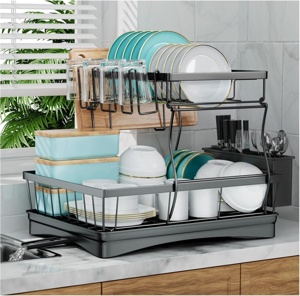 7 code 2-tier countertop dish drying rack