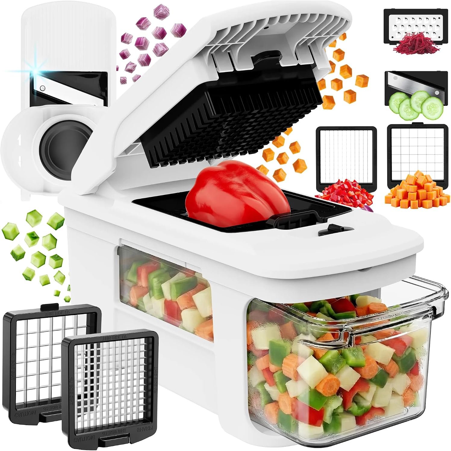 Fullstar vegetable chopper with pull-out catch tray