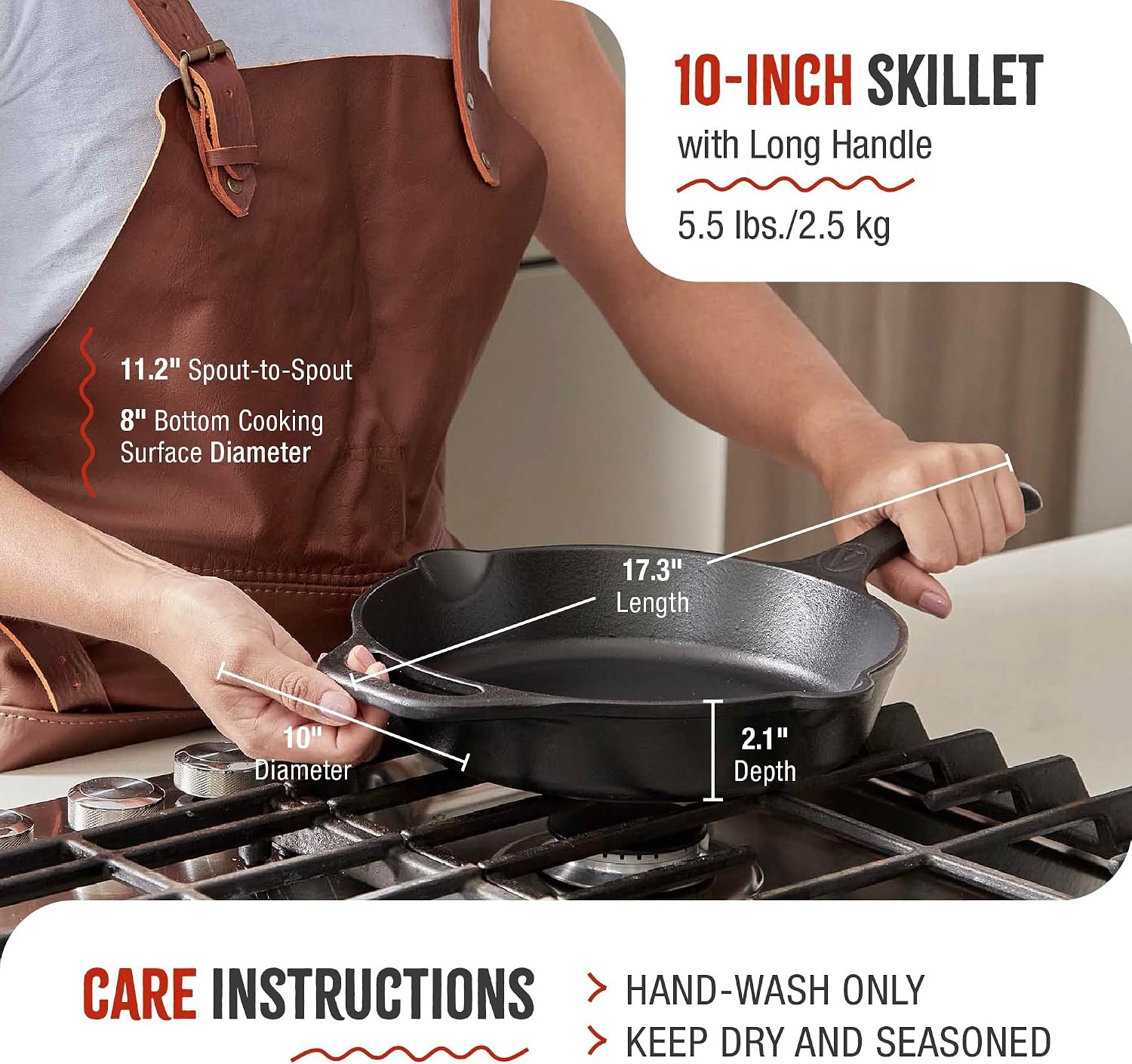Victoria 10 inch cast iron skillet with flaxseed seasoning