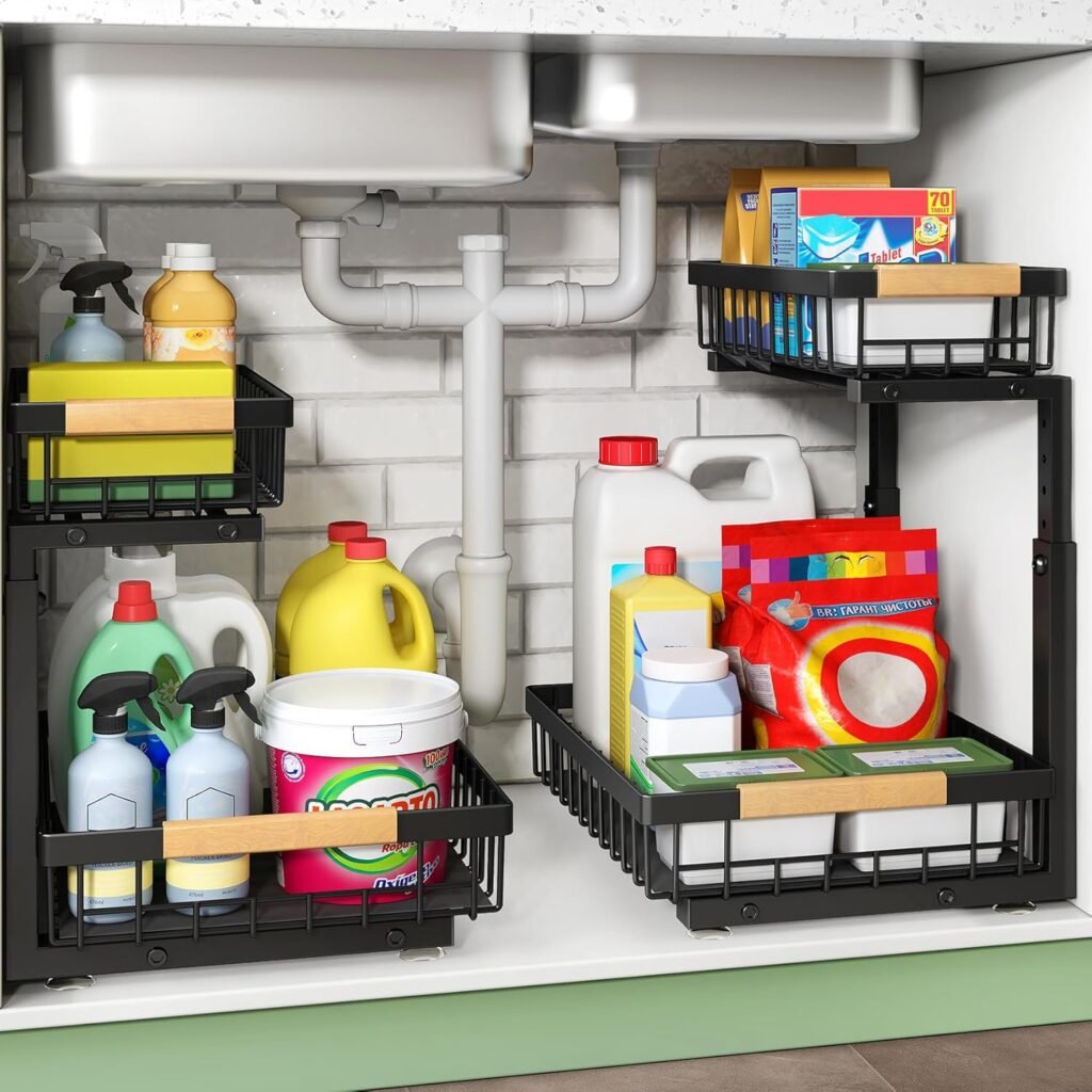 Kitstorack 2-tier pull-out under-sink organizer for kitchen cabinet storage